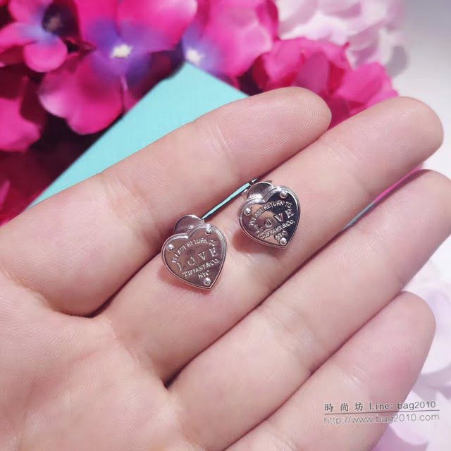 Tiffany純銀飾品 蒂芙尼女士專櫃爆款925純銀心形耳釘耳環  zgt1612